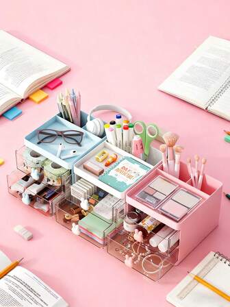 2026 Ny ankomst, Förvaringslåda med lådor, Litet förvaringsskåp i lådformat, Miniförvaringslåda i plast med flera lager, Förvaringslåda för kontorsmaterial, Förvaringslåda för kosmetika, Förvaringslåda för smycken, Förvaringsställ, Pennhållare, Pennskrin, Förvaringslåda, Flerfärgade alternativ (mjölkvit, persikorosa, himmelsblå)