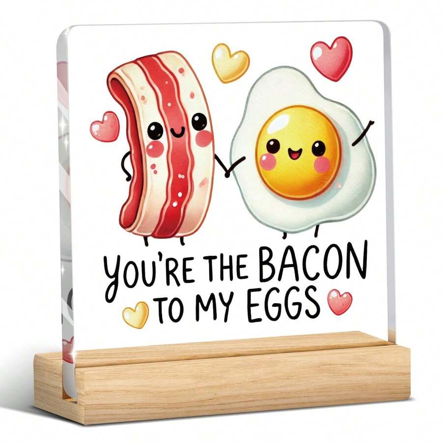 Funny Valentine's Day Decoration, Gifts For Her, Boyfriend Girlfriend Gifts, Couples Gift, You're The Bacon To My Eggs, Cute Birthday Christmas Wedding Gift For Girlfriend Wife Fiancee - Transparent - View 1