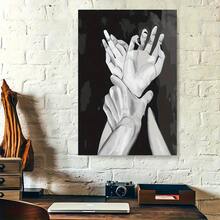 Arte de pared en lienzo de gesto abstracto plano 2D - Minimalismo retro moderno y pintura a mano, decoración elegante para oficina en casa, pieza única - Multicolor - Ver 7