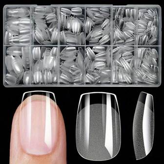 120pcs Gel Nail Tips Short Round Oval Shape, Clear Soft Gel Nail Tips Pre-Shaped Full Cover False Nails Gelly Tips For Gel Nail Polish Soak Off Easy Nail Extensions Acrylic Press On Nails Diy Nails