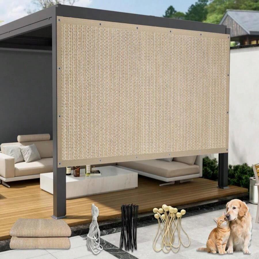 Vexoria 5'X 10' Pergola Shade Cover With Bungee Balls, Mocha Outdoor Sun Shade Cloth With Grommets UV Block Privacy Screen For Patio, Garden, Backyard - ColorG - 查看 1