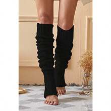SherryDC Women's Cable Knit Thigh High Leg Warmer Socks Over Knee High Footless Boot Stockings - 黑色 - 查看 6