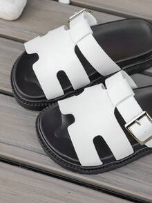 Minimalist Strap Comfortable Versatile Casual Slippers - White - View 9