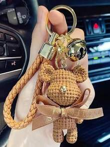 Llavero de peluche de oso, colgante de mochila de oso de peluche 3D de dibujos animados, regalo para mujeres - Multicolor - Ver 6