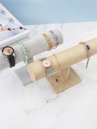 1pc Single Layer Bracelet Rack, Jewelry Display Stand, Flannel Jewelry Storage Rack, Suitable For Watches, Necklaces, Bracelets And Other Jewelry Accessories, The First Choice For Back To School Season, Holiday Gifts.