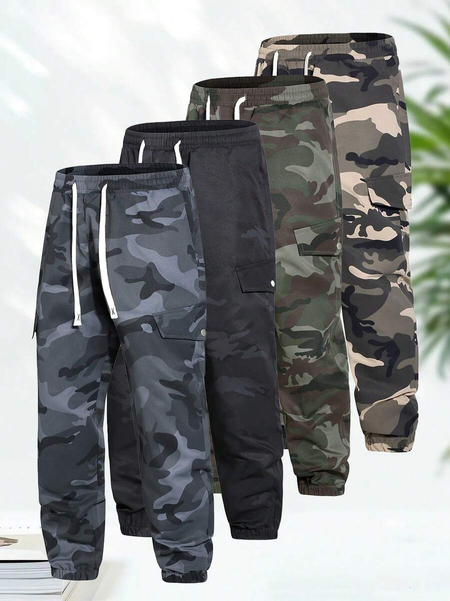 女士迷彩工装裤 - 多口袋战术慢跑裤，适合徒步旅行、户外运动和休闲街头服饰 - 深灰色 - 查看 1