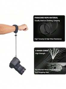 Dây đeo cổ tay bằng nylon bền chắc, có thể điều chỉnh, vít 1/4" tương thích với Insta360, GoPro, máy ảnh DSLR (Nikon/Canon/Olympus), gimbal điện thoại thông minh, phụ kiện an toàn cho máy ảnh du lịch ngoài trời. - màu đen - Xem 5