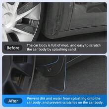 LCARS Dedicated Car Mudguards, ABS Material, Whole Car No-Drill Mudguards, Fit For Tesla Model3 New 2024 / Y Old 2021-2024 / New Y 2025 / Extended L, All-Weather Protection Against Mud, Comes With Lifting Board Buckle