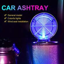 LED Lighted Car Ashtray With Sealed Cover, Multifunctional Car Cup Holder, Air Vent Ashtray, Trash Can, Car Interior Decor - A - View 4