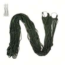 Netz-Hängematte, einfache Outdoor-Seil-Hängematte, dunkelgrün, rot, blaue Nylon-Netz-Hängematte, geeignet zum Aufhängen an Bäumen Outdoor, Camping und Garten-Entspannung als Picknick-Matte oder Stuhl, Outdoor-Hängematte