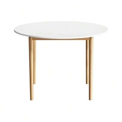 Artiss Dining Table 108cm Round White Coffee Tables Side Wooden Buffet Desk Lounge Desks Home Living Room Bedroom Kitchen Office Cafe Restaurant Furniture 4 Seater Pine Wood Legs