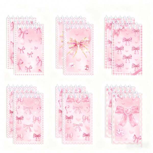 5/10/15/20 pezzi Taccuini a spirale rosa mini per San Valentino, tema principessa con fiocco rosa e accenti a cuore, stili misti perfetti come regali di San Valentino e compleanni, forniture per ufficio e casa, articoli per feste di San Valentino, attività e scambio di regali, colore casuale