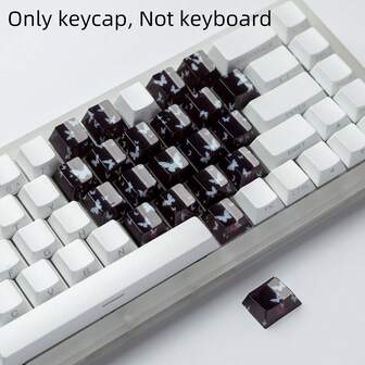 Bokawz 蝴蝶心形键帽，半透明键帽，个性化替换键帽，Cherry高度，侧面刻字，DIY键帽