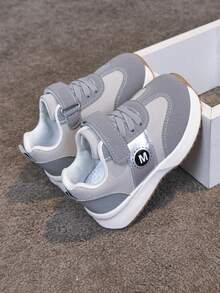 Spring New Kids Sports Shoes, Fashion Boys Casual Shoes, Hook And Loop Student Girls Running Shoes - Grey - View 6