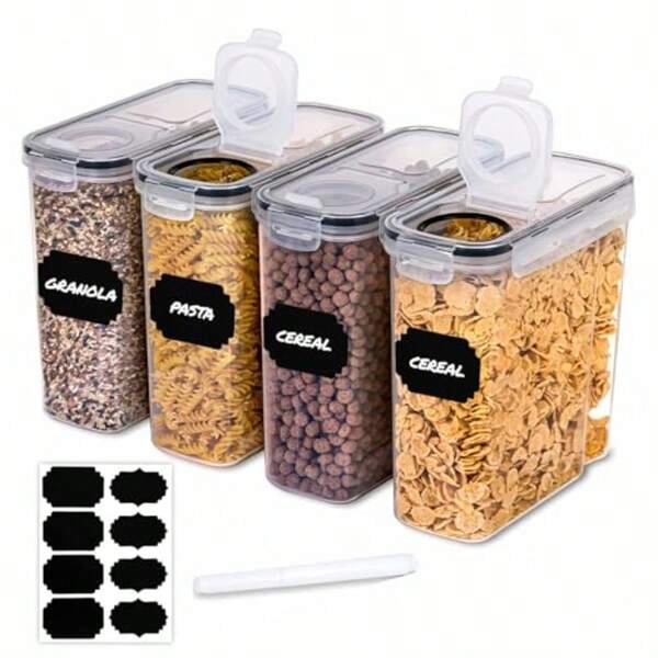 gsy34Bluelander Juego de 24 Recipientes Herméticos de Plástico para Cereales Contenedores para Alimentos 24 Piezas Organización y Almacenamiento de Cocina Capacidad 2.1 L Agarre Fácil 24gsy