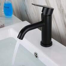 Bathroom Sink Faucet Single Hole Black Basin Mixer Tap Hot And Cold Stainless Steel Basin Mixer Tap Bathroom Accessories Bathroom Tools - Multicolor - View 1