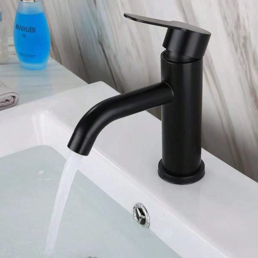 Bathroom Sink Faucet Single Hole Black Basin Mixer Tap Hot And Cold Stainless Steel Basin Mixer Tap Bathroom Accessories Bathroom Tools - Multicolor - View 1