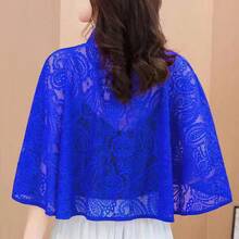 1pc Elegant Bride Hollow Out Shawl, Vintage Lace Cloak/Casual Versatile Sun Protection Shrug, Fashion Accessory For Parties, Festivals, Balls - Multicolor - View 3