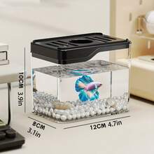 1pc Plastic Mini Fish Tank, Transparent Desktop Aquarium For Home Living Room, Suitable For Turtle - Multicolor - View 13