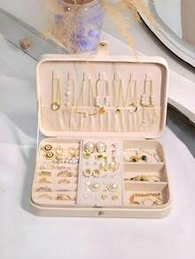 1pc PU Jewelry Storage Box, Portable Travel Jewelry Storage Box, Dressing Table Storage Container, Multi-Compartment Travel Jewelry Display Box, Multi-Function Jewelry Storage Box, Dustproof Storage Box, Storage Gift Box, Jewelry Box - Multicolor - View 6