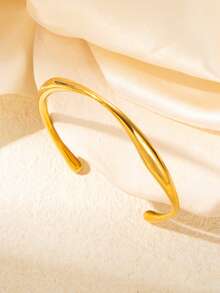 1件装不锈钢简约开口手镯（女士款） - 開口手鐲 - 查看 10