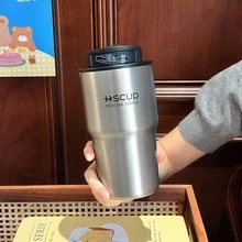 Bicchiere da caffè minimalista per uomo, doppia bevanda, da campeggio, portatile, bicchiere palmare isolato, montabile sull'auto, bicchiere in acciaio inossidabile 316 con cannuccia - Tazza da caffè MKL - Blu 600 ml - Visualizzare 7