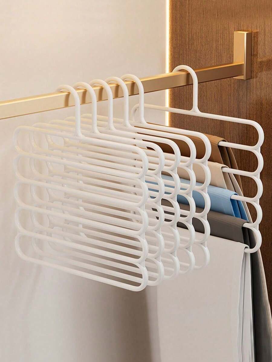 1 Piece/5 Pieces/10 Pieces, Pants Rack, Home Pants Hanger Wardrobe With Built-In Multi-Layer Non Slip Seamless Shelf, Multi-Functional Scarf Storage Rack, Multi-Functional Pants Hanger, Scarf And Tie Rack, Home Pants Storage Rack, Changing Room, Bedroom Wardrobe, Changing Room Storage Room, Locker, Clothing Storage Room, Closet Organization And Storage Room, University Dormitory, Space Saving, Back To School Supplies. - White - View 1