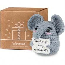1pc Handmade Crochet Elephant Plush Thank You Gift – Adorable Gray Amigurumi Stuffed Animal With "Thank You For Being My Elephant" Sign | Cute Friendship/Valentine/Birthday/Just Because Gift For Her/Him/Kids | Soft Yarn Keepsake For Elephant Lovers - Multicolor - View 7