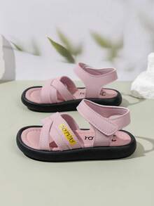 1双2026款休闲百搭魔术贴凉鞋，软底防滑新款儿童凉鞋，适合小学生，露趾设计，耐脏 - 粉色 - 查看 3