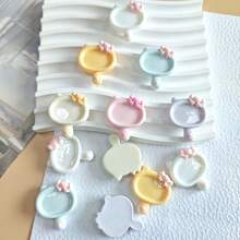 10/20/30pcs Cute Pastel Cat Design Resin Flat Back Cabochons, No Holes, For DIY Crafts, Scrapbooking, Jewelry Making - Birthday Party Decor - Cat Themed Items, Scrapbook Supplies, Quirky Design, Glossy Finish - Random Colors - Cat Mirror - View 6