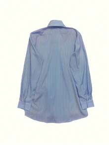 Blusa de mujer de manga larga con botones y rayas, de material de poliéster versátil, adecuada para uso diario en primavera - Azul - Ver 5