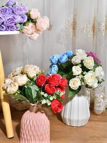 Artificial Roses Flowers Silk Hydrangea Fake Flowers Artificial Flowers Bouquet For Wedding Decoration Valentine's Day Decorations, Home Decor Office Decor Kitchen Decor Party Decor, Holiday Birthday Party Accessories - Multicolor - View 2