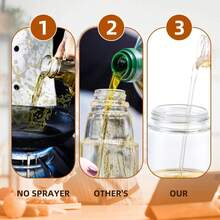 Dispensador Y Pulverizador De Aceite De Cocina Botella De Vidrio 2 En 1 De 470 Ml Para Cocinar - Beis - Ver 10