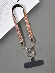 1pc Luxury Bling Crystal Rhinestone Lanyard Wrist Strap, Fashionable Wide Bracelet Strap For Women, Suitable For Outdoor Travel, Hiking, Shopping, Anti-Lost Phone Holder