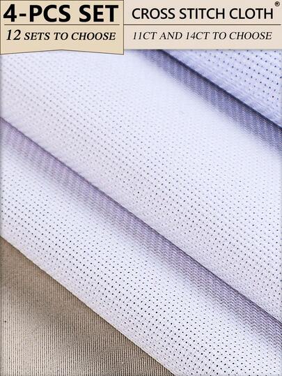 1 Or 4pcs White Handmade DIY Cross Stitch Embroidery Cloth, Thick Fabric With Even Stitches For Smooth Finish, Available In 11CT And 14CT Counts, 6 Cutting Size Options
