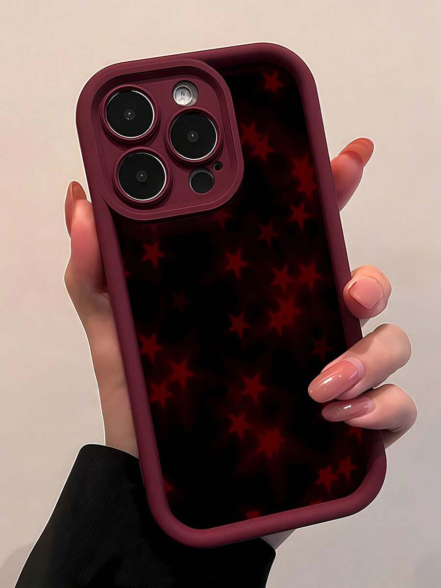 Estuche para teléfono con cielo nocturno estrellado Compatible con estuches para teléfonos   16 Pro Max  15 Pro Max  13 y  12 Estuche para teléfono de TPU de cobertura total a prueba de golpes Un gran regalo para familiares, amigos, seres queridos, novios/novias y para Navidad - Burdeos - Ver 1