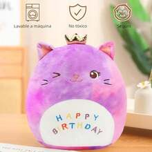 Juguete de Peluche de Unicornio de Cumpleaños,25 cm Almohada de Gato Kawaii,Almohada de Felpa Suave,Juguetes Regalo para Novia y Niños(Cumpleaños Unicornio) - El pastel - Ver 4