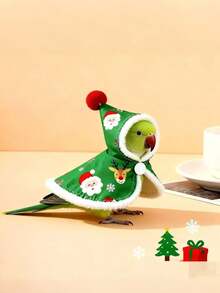 1pc Thickened Fleece Parrot Outdoor Warm Cloak, Windproof And Cold-Proof Cape, Bird Christmas Costume, Small Red Hat Bird Clothes, Bird Supplies, Suitable For Parrots In Autumn And Winter