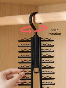 1 pieza Perchero de corbatas, Perchero multifuncional para corbatas, bufandas, cinturones, pañuelos de seda y pajaritas, Perchero de corbatas negro, Organizador, Perchero de ropa, Soporte, Práctico perchero de corbatas negro, Soporte organizador de corbatas y cinturones, Organizador de armario ahorra espacio, Fijador de corbatas y cinturones ahorra espacio, Equipado con soporte giratorio y clips antideslizantes - Negro - Ver 8