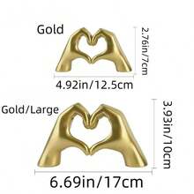 1pc Heart & Hand Shaped Resin Decor, Creative Luxury Style, Suitable For Desk, Office And Home Decoration - Multicolor - View 5