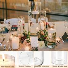 A Transparent Glass Candle Holder, Paired With Floating Candles On Water, White Floating Candles, And Cylindrical Glass Vases, Suitable For Valentine's Day Table Decoration, Artistic Flower Arrangement, Wedding Table Centerpiece, Interior Decoration, Valentine's Day Romantic Candlelight Dinner, Family Gatherings, Birthdays, Restaurants, Birthday Parties