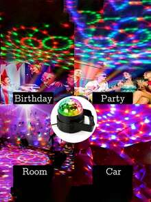 1 Quả cầu disco với 7 chế độ chiếu sáng LED - Đèn sân khấu đổi màu theo âm thanh dành cho KTV, trang trí nhà cửa, tiệc sinh nhật, quán bar DJ, cấp nguồn USB, tương thích với nhiều hoạt động chiếu sáng không gian | LED nhiều màu | Dễ dàng lắp đặt | Phụ kiện tiệc tùng - RGB nhiều màu sắc - Xem 3