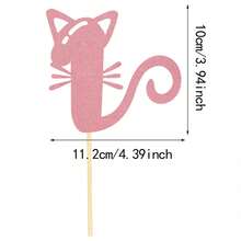 Decoración para tarta de cumpleaños de gato, de 1 a 9 años, de material de papel sin batería y para mascotas, con diseño de silueta de gato rosa, adecuado para fiestas de mascotas y celebraciones con temática de gatos, decoración de tarta - Rosa - Ver 9