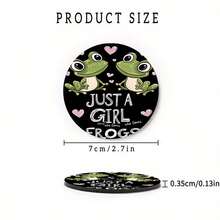 2 piezas Posavasos con diseño de rana en forma de corazón, posavasos decorativos redondos de 2.75 pulgadas para portavasos de coche, posavasos para bebidas para el hogar y el automóvil, accesorios interiores de coche unisex para bebidas - Unitalla - Ver 3