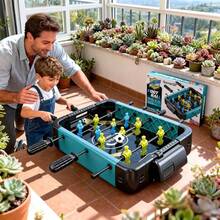 Mesas de Futbolín con Caja Protable, Mini Juego de Futbolín de Mesa Juegos Deportivos de Competición, Juego de Fútbol de Escritoriocon 2 Balones para una Noche de Juegos Familiar Divertida - Negro - Ver 2