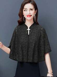 一件优雅新娘镂空披肩，复古蕾丝斗篷/休闲防晒披肩，适合节日、舞会、派对等场合。 - 彩色 - 查看 3