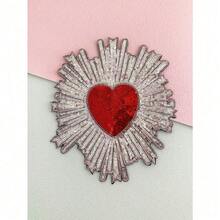 1pc Heart Shaped Embroidery Fabric Patch Summer, School - Multicolor-1 - View 4