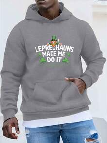 Sudadera con capucha de gran tamaño para hombres - 'El duende me obligó a hacer esto' Sudadera gris casual del Día de San Patricio, diseño de trébol y olla dorada,% poliéster, lavable aáquina, sudadera de gran tamaño - Negro - Ver 3