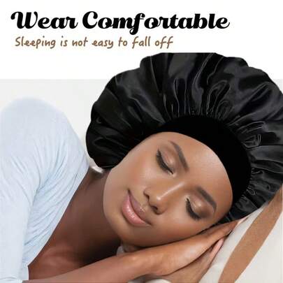 1/2 Hair Bonnet For Curly/Textured Hair - Soft Elastic Stretchy Sleep Cap With Pink & Black Color Options, Overnight Hair Protection, Curly Hair Care Hat For Wet/Dry Use, Braids & Buns