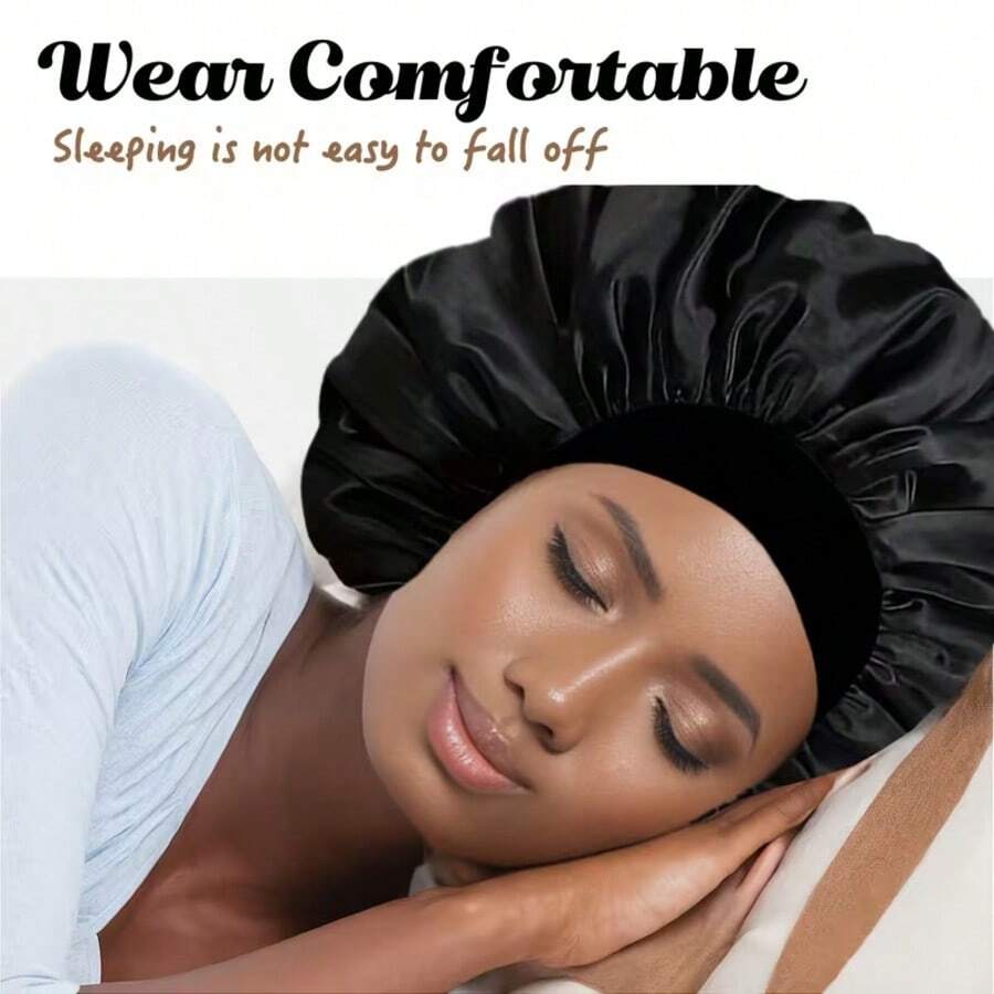 Half-Head Curling Cap - Soft Stretchy Sleep Cap, Available In Pink And Black, Protects Hair All Night, Wet & Dry Hair Care Cap, Suitable For Braiding And Buns